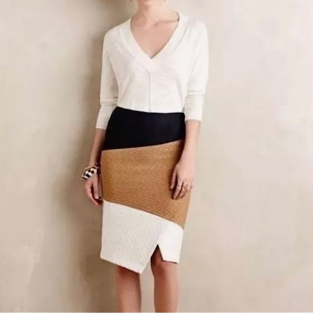 NWOT Anthropologie Colour Block Knit Skirt | size 02